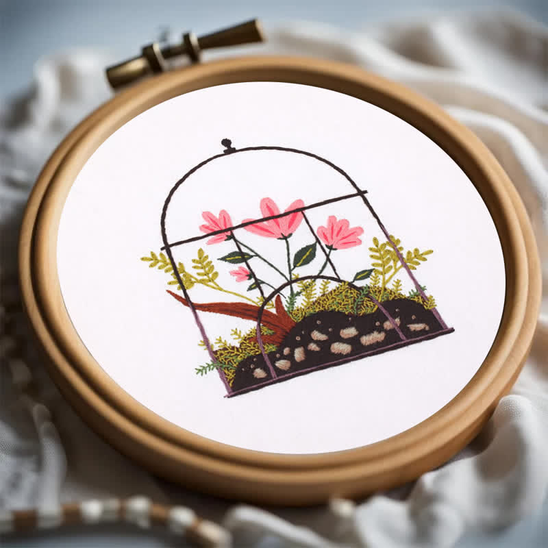 Rubbyoo Embroidery Kit - Flowers And Plants In Cage - image 2