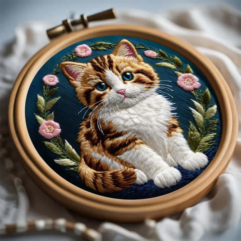 Rubbyoo Embroidery Kit - Flower Cat - image 6