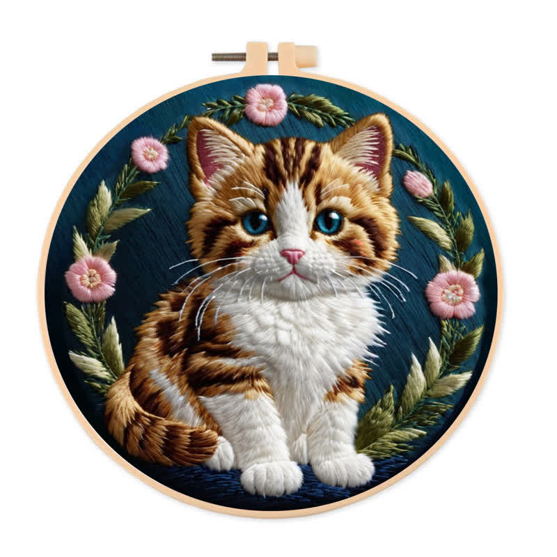 Rubbyoo Embroidery Kit - Flower Cat - 20*20cm - image 1