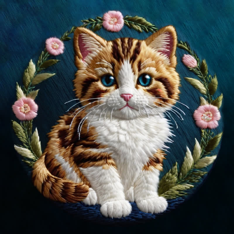 Rubbyoo Embroidery Kit - Flower Cat - image 5