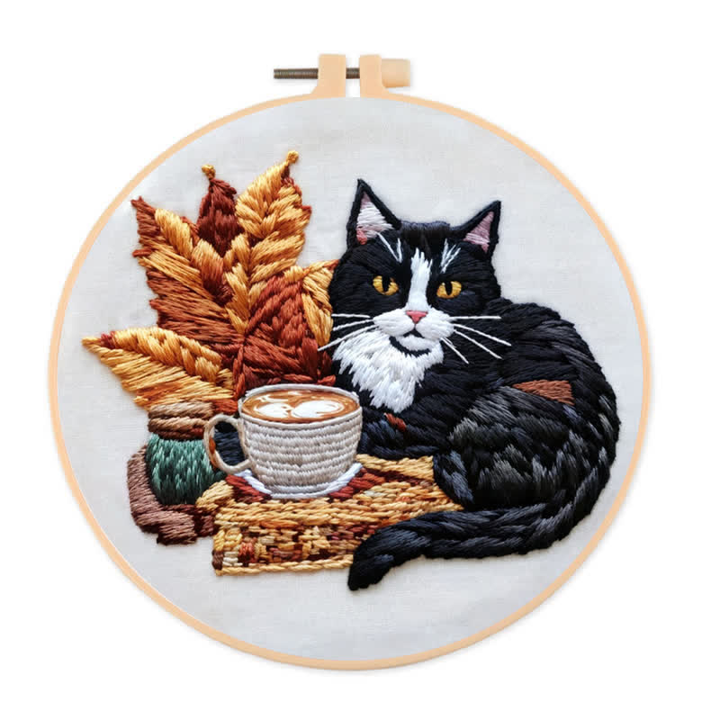 Rubbyoo Embroidery Kit - Leisurely Black Cat - image 1