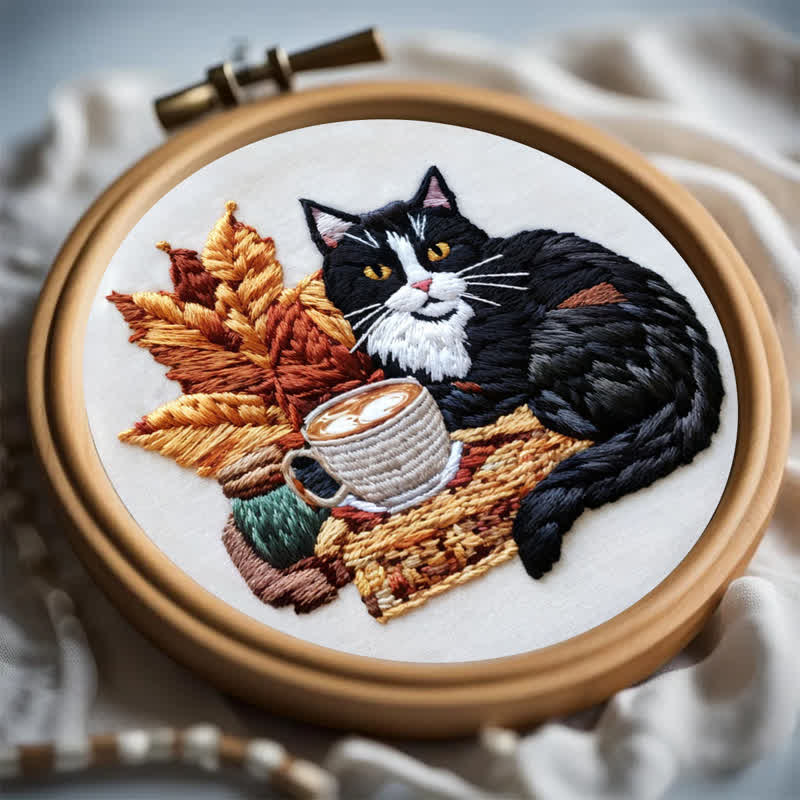 Rubbyoo Embroidery Kit - Leisurely Black Cat - image 5