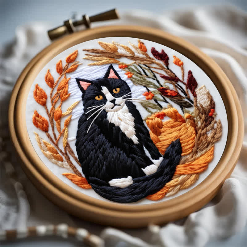 Rubbyoo Embroidery Kit - Autumn Cat - image 7