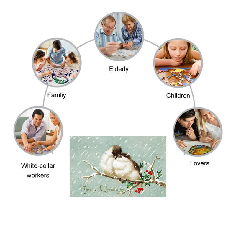 Rubbyoo Merry Christmas Birds - Wooden Jigsaw Puzzle