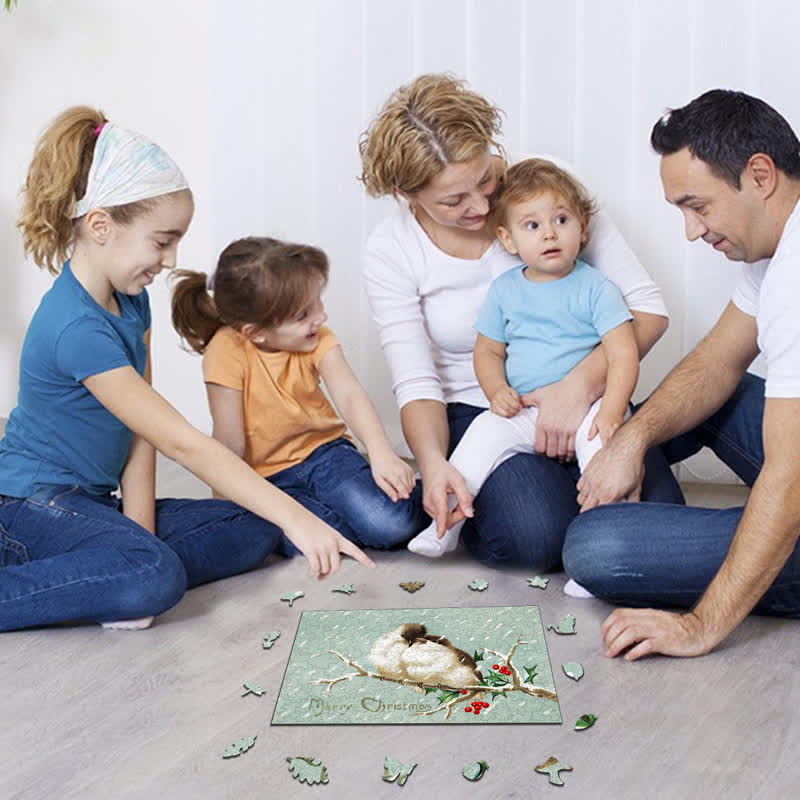 Rubbyoo Merry Christmas Birds - Wooden Jigsaw Puzzle
