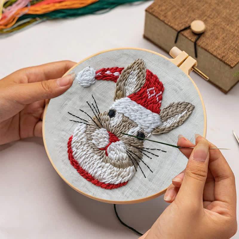 Rubbyoo Embroidery Kit - "Winter Bunny" Christmas Rabbit - image 2