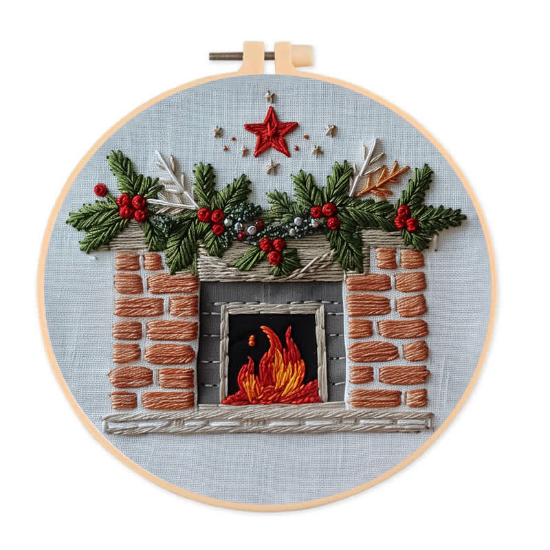 Rubbyoo Embroidery Kit - Christmas Fireplace - image 1