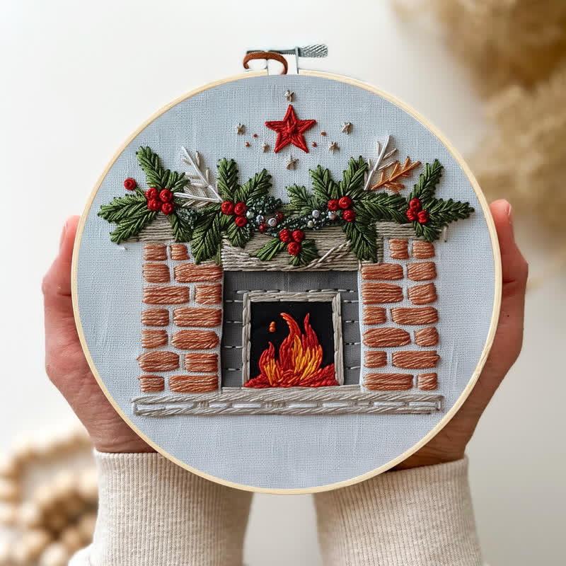 Rubbyoo Embroidery Kit - Christmas Fireplace - image 3