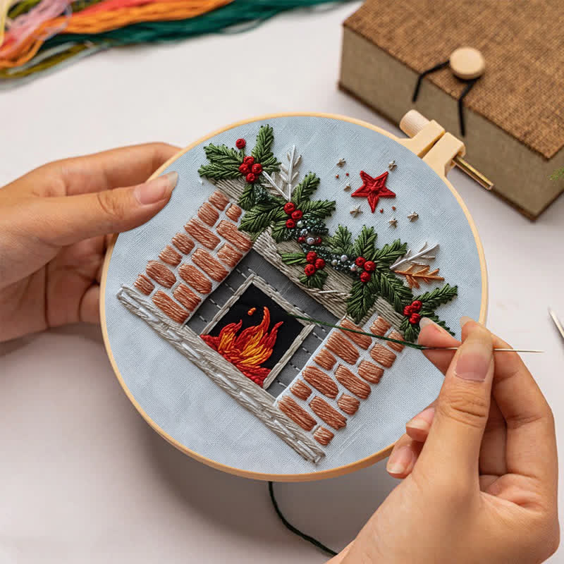 Rubbyoo Embroidery Kit - Christmas Fireplace - image 2