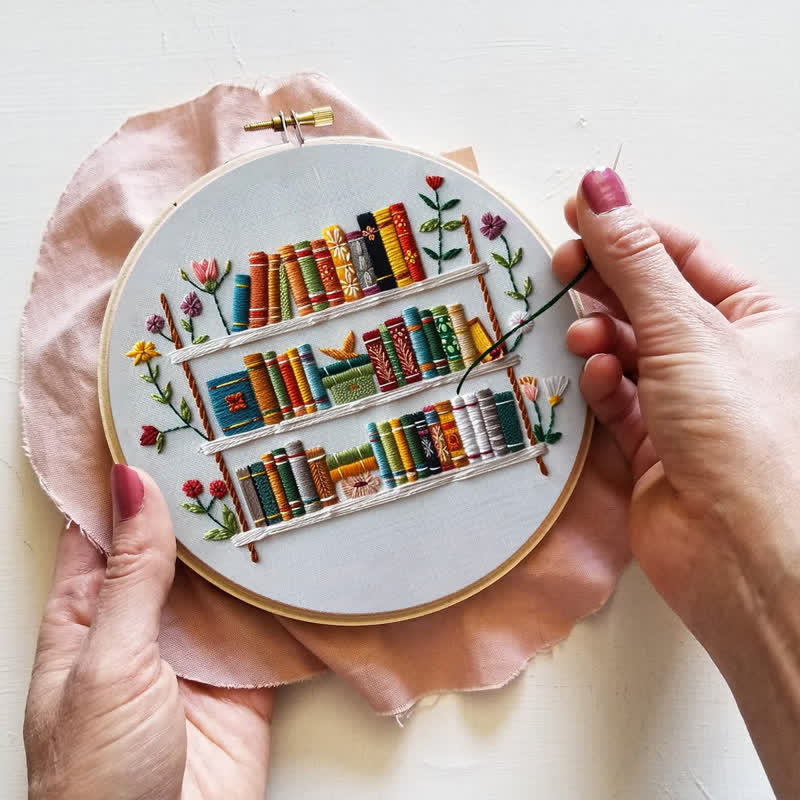 Rubbyoo Embroidery Kit - Bookshelf Book Lover DIY Craft Kit  - image 8