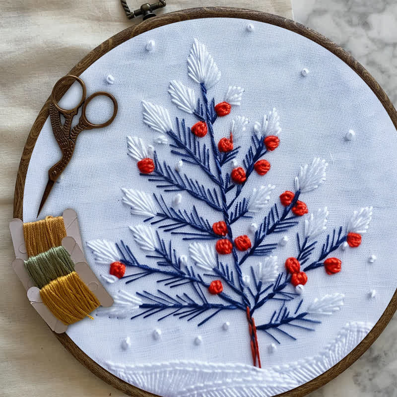 Rubbyoo Embroidery Kit - Winter Snowy Christmas Tree - image 8