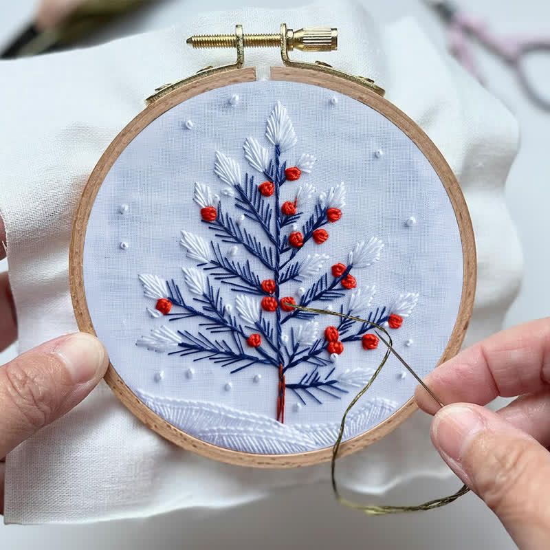Rubbyoo Embroidery Kit - Winter Snowy Christmas Tree - image 4