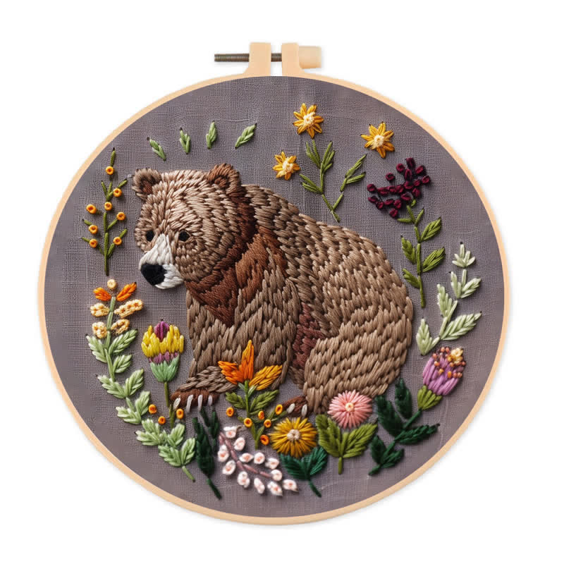 Rubbyoo Embroidery Kit - Woodland Bear - image 1