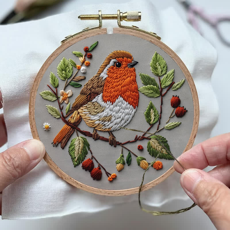 Rubbyoo Embroidery Kit - Spring Robin - image 4