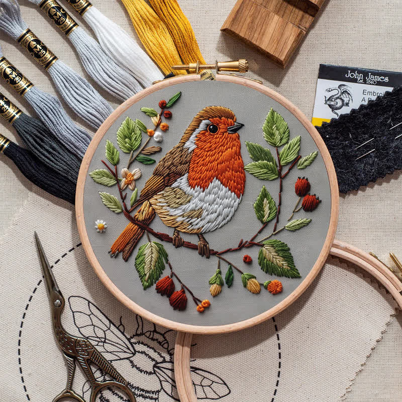 Rubbyoo Embroidery Kit - Spring Robin - image 10