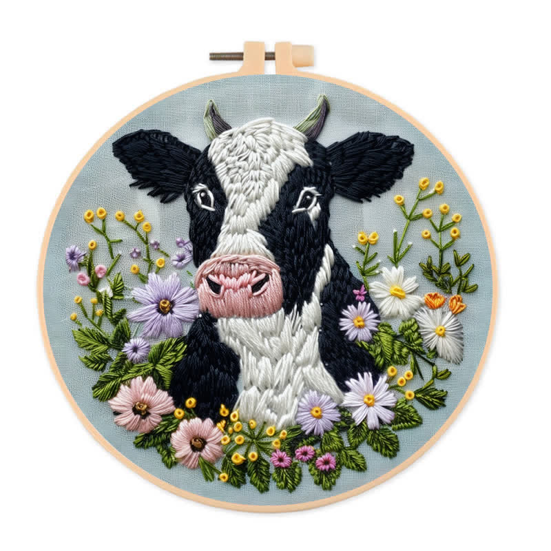Rubbyoo Embroidery Kit - Floral Cow  - image 1