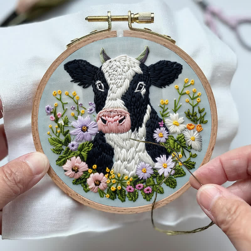 Rubbyoo Embroidery Kit - Floral Cow  - image 5