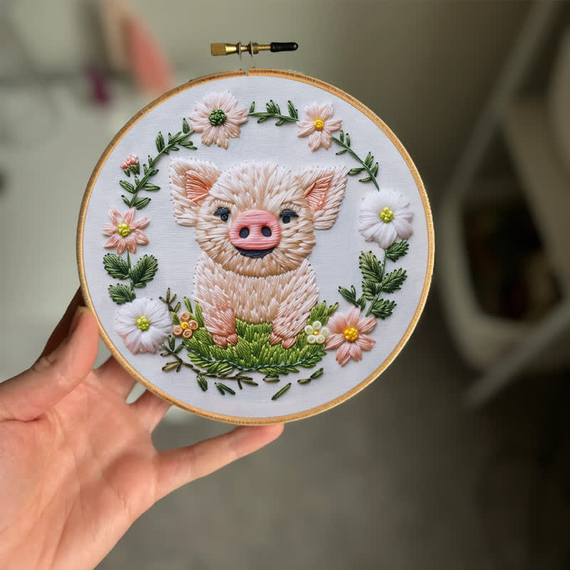 Rubbyoo Embroidery Kit - Floral Pig - image 2