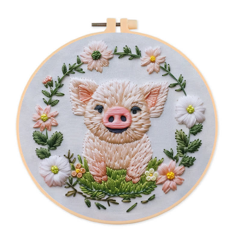 Rubbyoo Embroidery Kit - Floral Pig - image 1