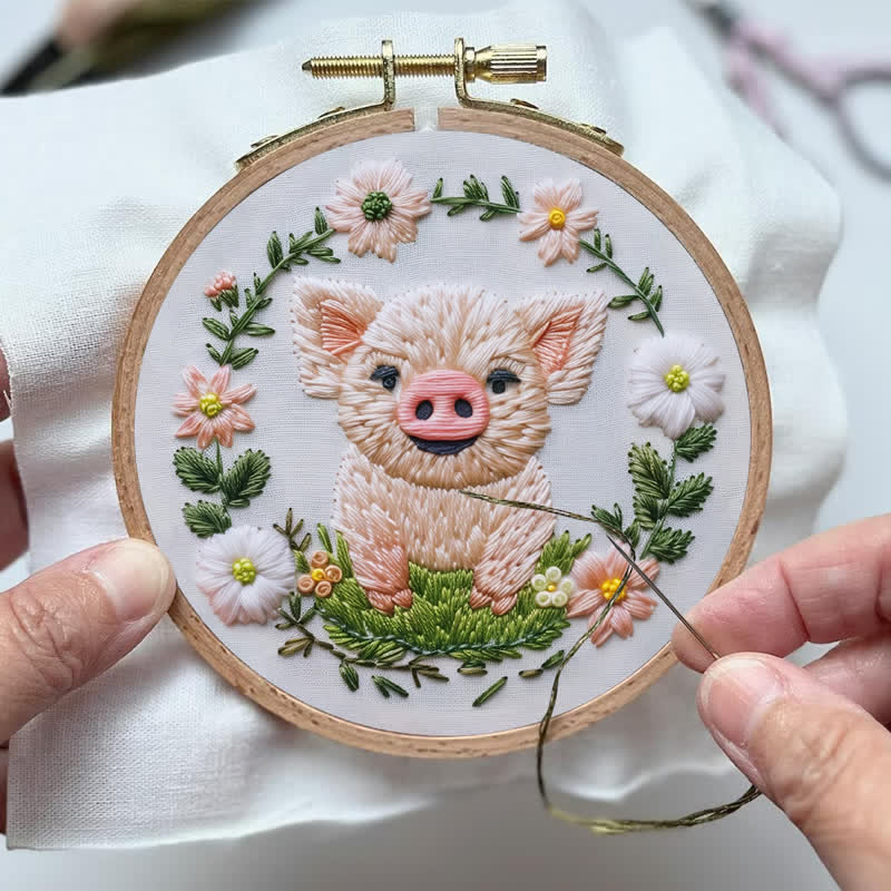 Rubbyoo Embroidery Kit - Floral Pig - image 5