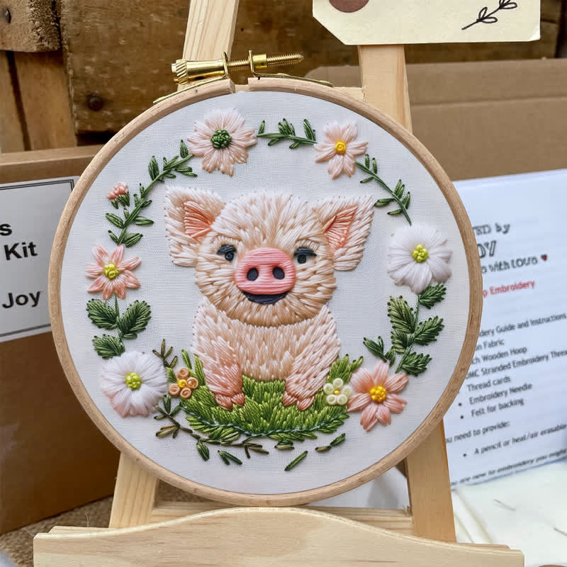 Rubbyoo Embroidery Kit - Floral Pig - image 6