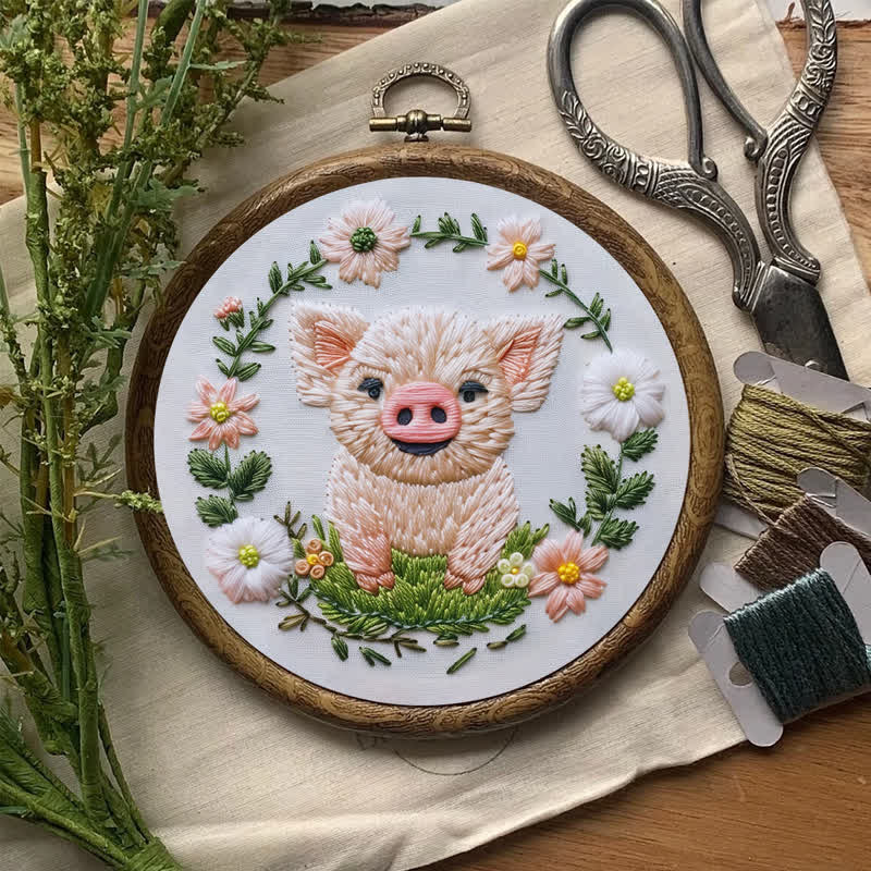 Rubbyoo Embroidery Kit - Floral Pig - image 9