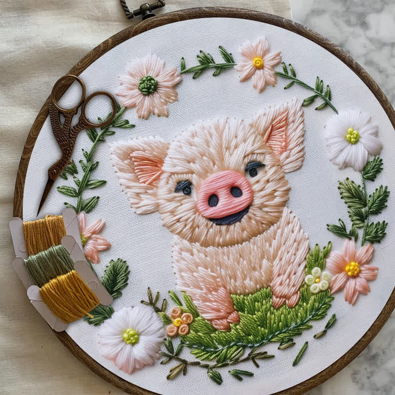 Rubbyoo Embroidery Kit - Floral Pig - image 8