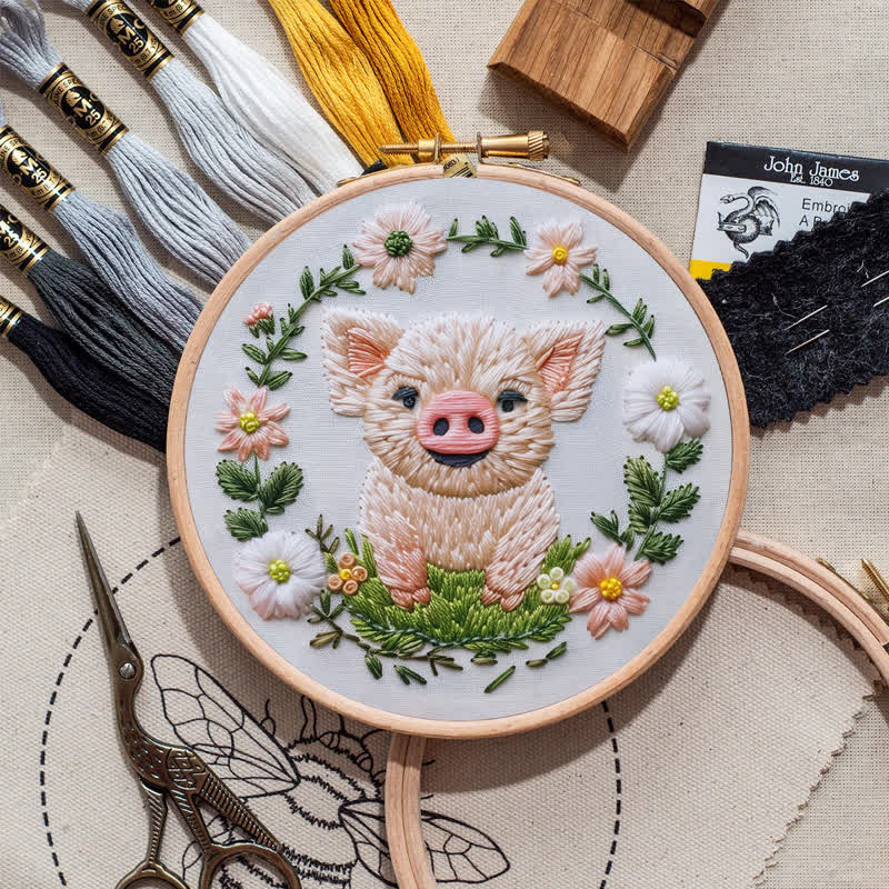 Rubbyoo Embroidery Kit - Floral Pig - image 10