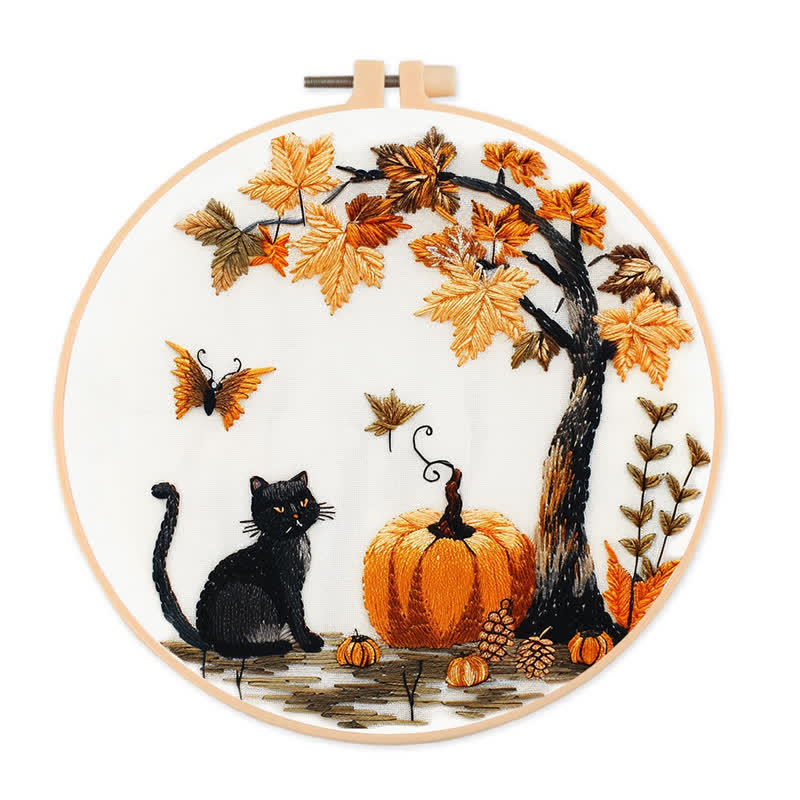 Rubbyoo Embroidery Kit - Black Cat Halloween Trick or Treat - image 1