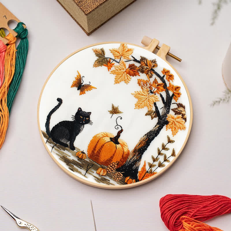 Rubbyoo Embroidery Kit - Black Cat Halloween Trick or Treat - image 3