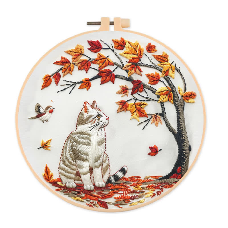Rubbyoo Embroidery Kit - Cat Waiting Under The Tree - image 1