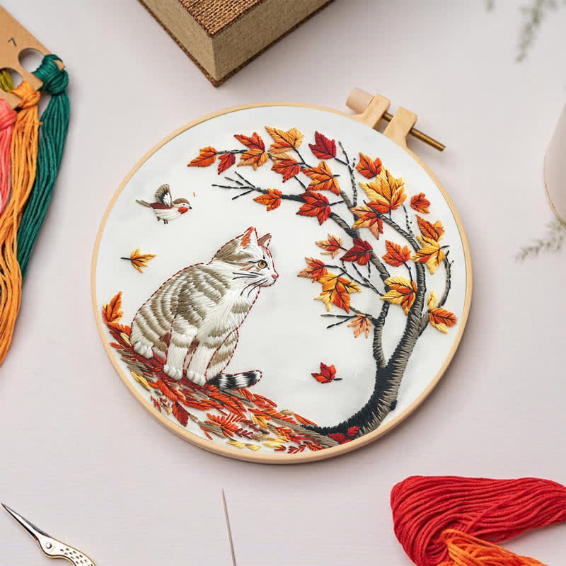 Rubbyoo Embroidery Kit - Cat Waiting Under The Tree - image 3