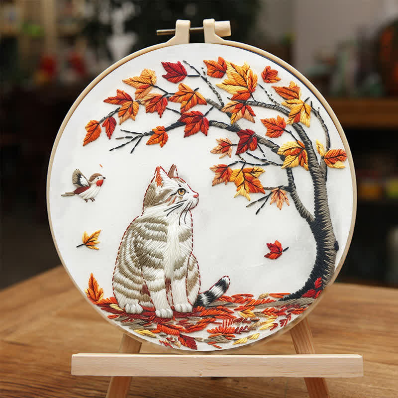 Rubbyoo Embroidery Kit - Cat Waiting Under The Tree - image 5