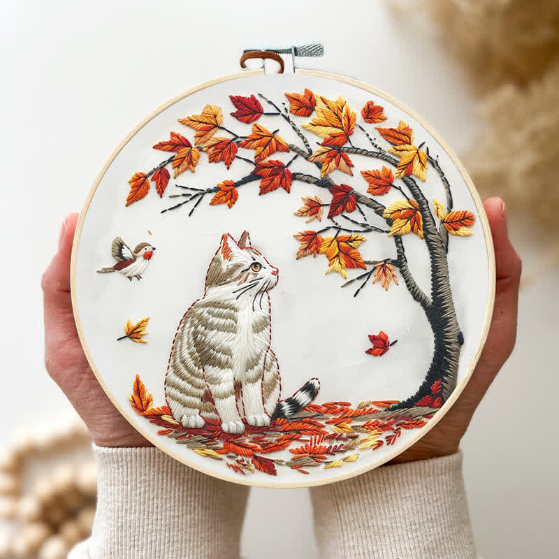 Rubbyoo Embroidery Kit - Cat Waiting Under The Tree - image 4