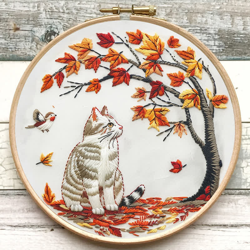 Rubbyoo Embroidery Kit - Cat Waiting Under The Tree - image 7