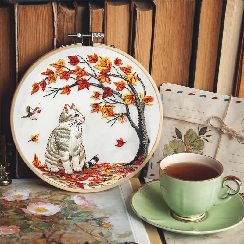 Rubbyoo Embroidery Kit - Cat Waiting Under The Tree - image 6