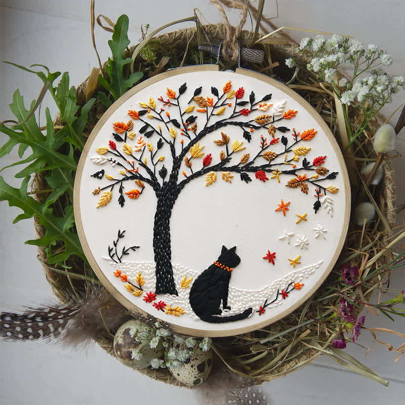 Rubbyoo Embroidery Kit - Black Cat With Fallen Leaves - image 8