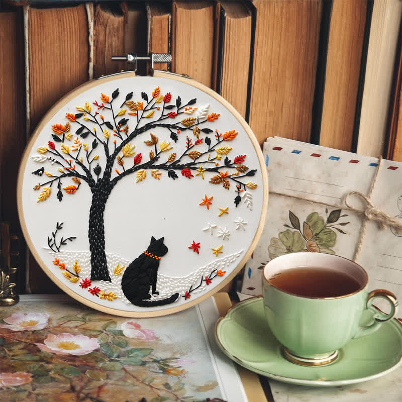 Rubbyoo Embroidery Kit - Black Cat With Fallen Leaves - image 6