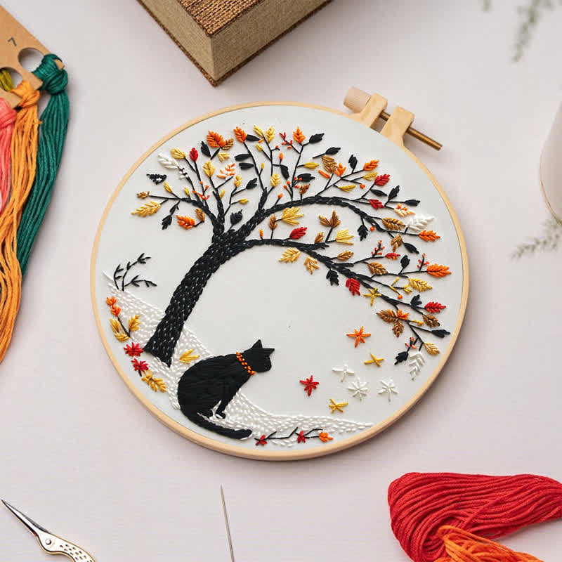 Rubbyoo Embroidery Kit - Black Cat With Fallen Leaves - image 5