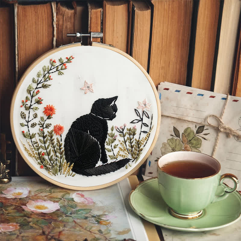 Rubbyoo Embroidery Kit - Floral Black Cat  - image 6