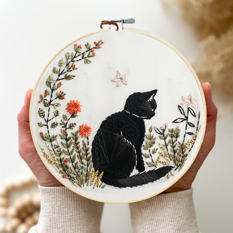 Rubbyoo Embroidery Kit - Floral Black Cat  - image 3