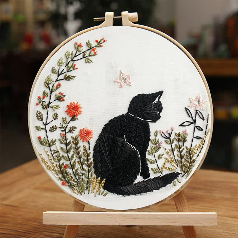 Rubbyoo Embroidery Kit - Floral Black Cat  - image 4