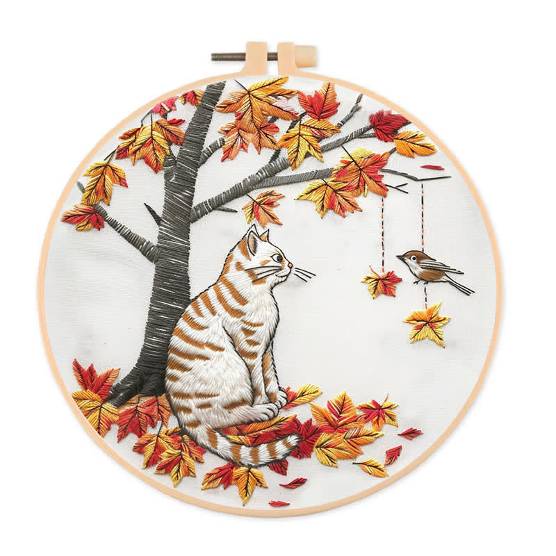 Rubbyoo Embroidery Kit - Autumn cat - image 1