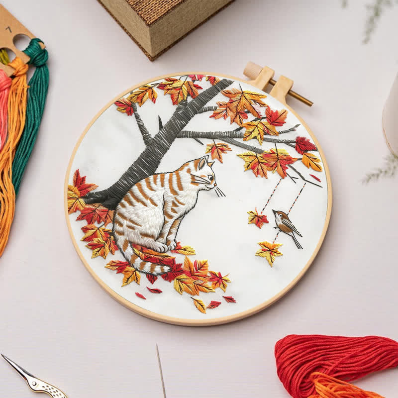 Rubbyoo Embroidery Kit - Autumn cat - image 3