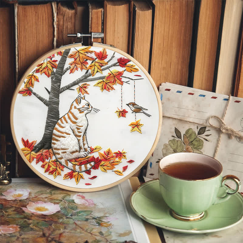 Rubbyoo Embroidery Kit - Autumn cat - image 6