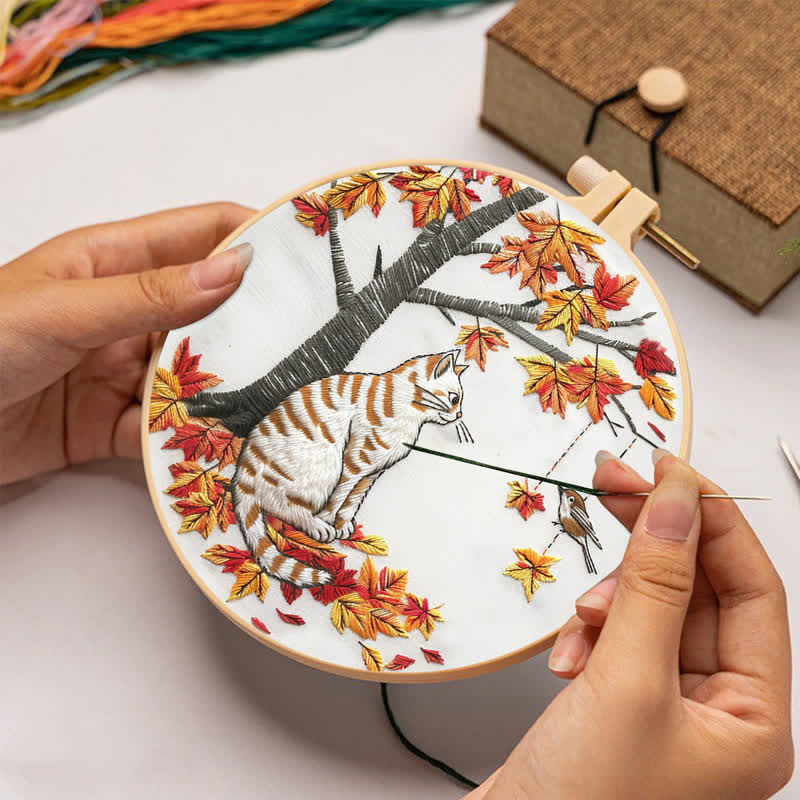 Rubbyoo Embroidery Kit - Autumn cat - image 2