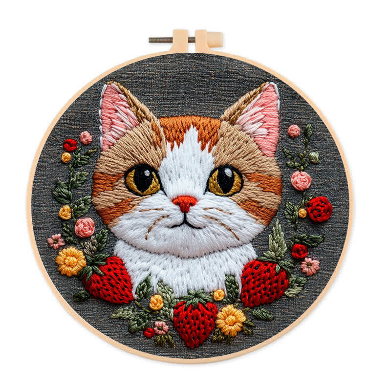 Rubbyoo Embroidery Kit - Strawberry Cat - image 1