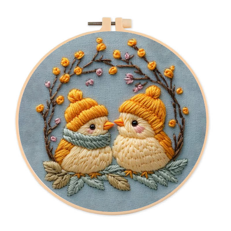 Rubbyoo Embroidery Kit - Cute Winter Birds - image 1