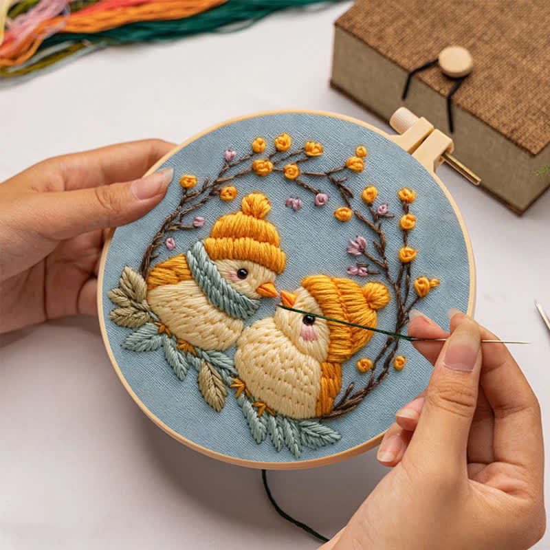 Rubbyoo Embroidery Kit - Cute Winter Birds - image 2