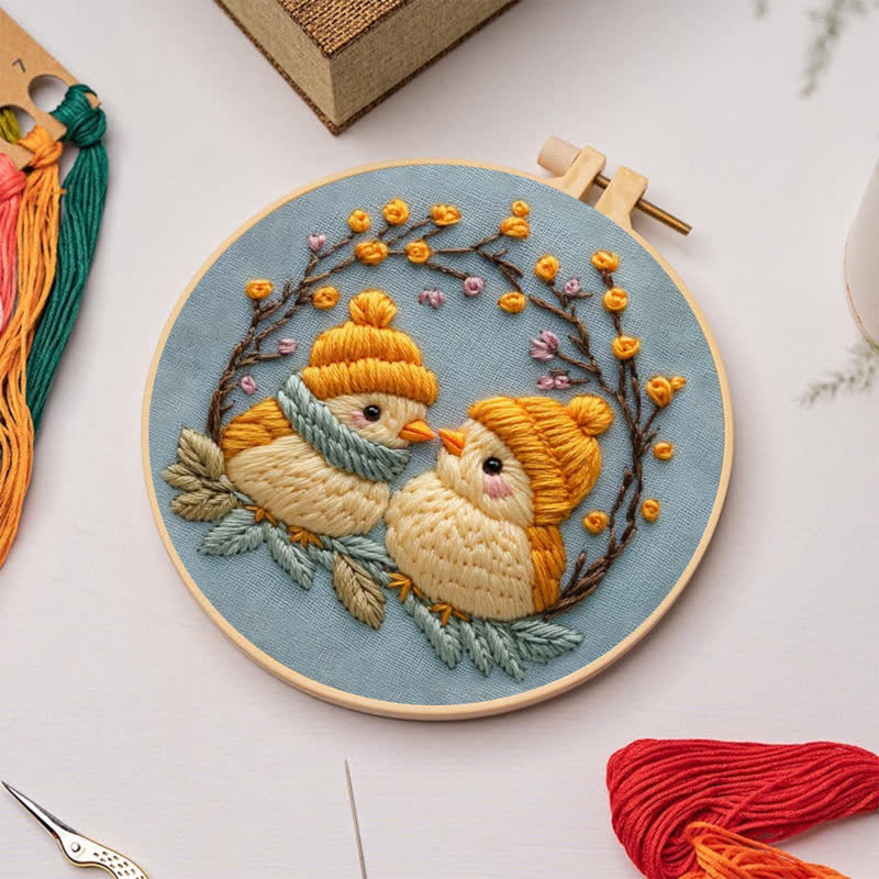 Rubbyoo Embroidery Kit - Cute Winter Birds - image 5